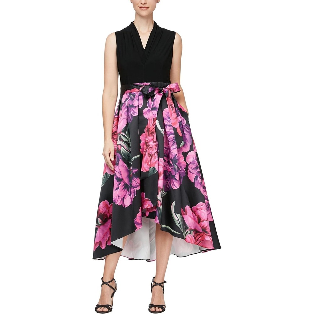 Floral High-Low Gown with Pockets and Stretch Bodice Size 14 - New With Tags